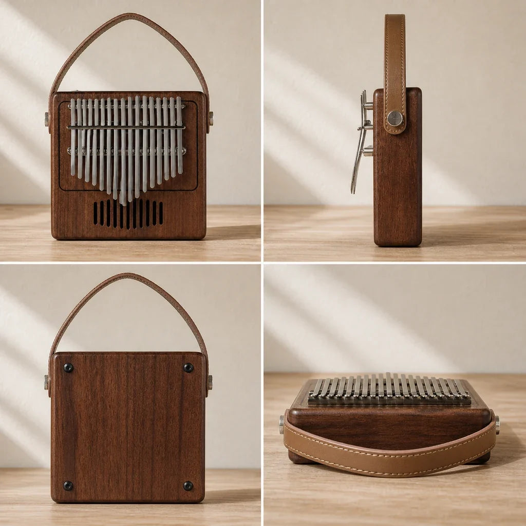 Kalimba 17 Keys - Mahogany, Sanza Style Wah-Wah