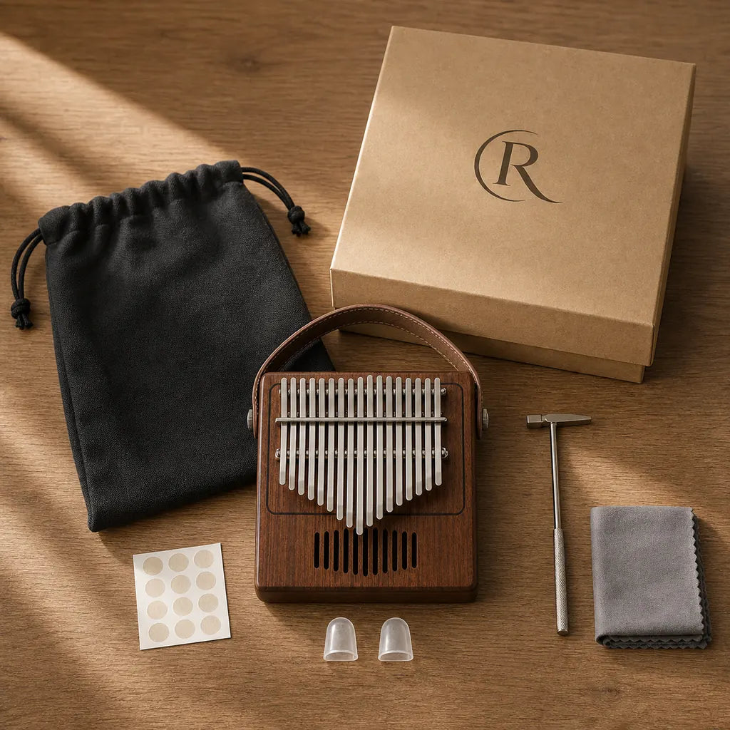 Kalimba 17 Keys - Mahogany, Sanza Style Wah-Wah