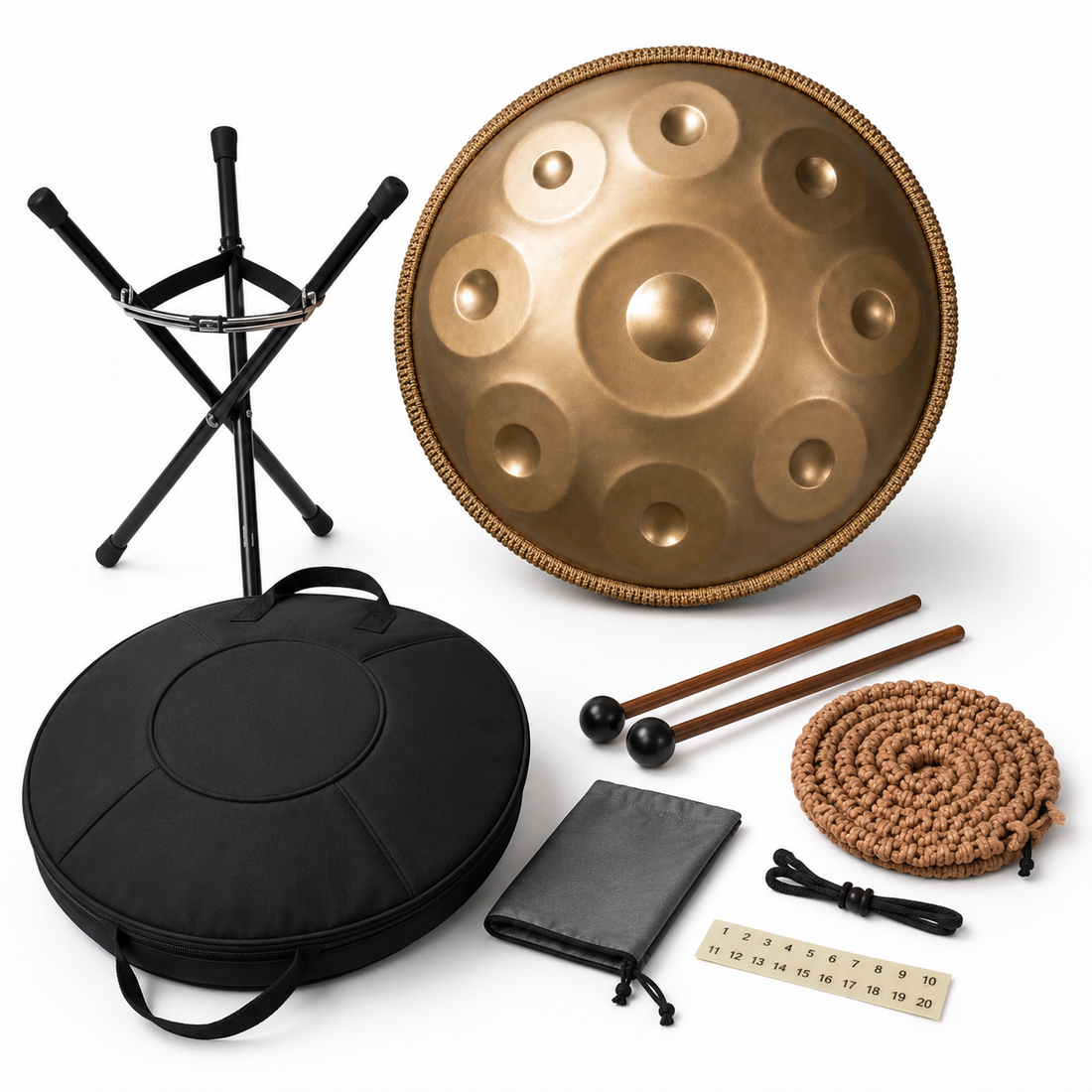Handpan D Minor 9 Notes - Stainless Steel, Hand Tuned