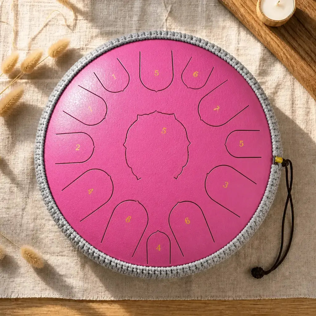 Steel Tongue Drum D Major 15 Notes - Empty Drum, 8 Colours