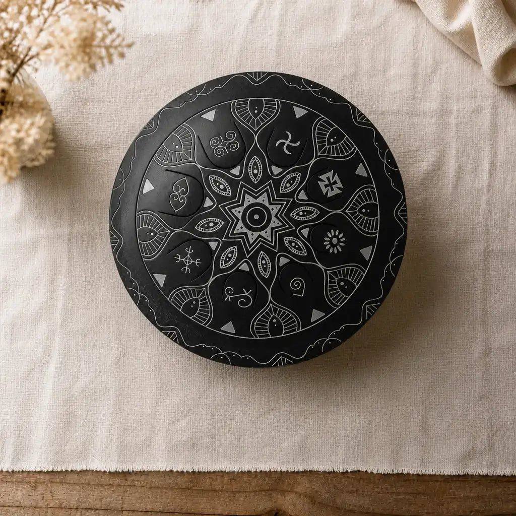 Steel Tongue Drum Enigma 8 Notes - Black, Stainless Steel