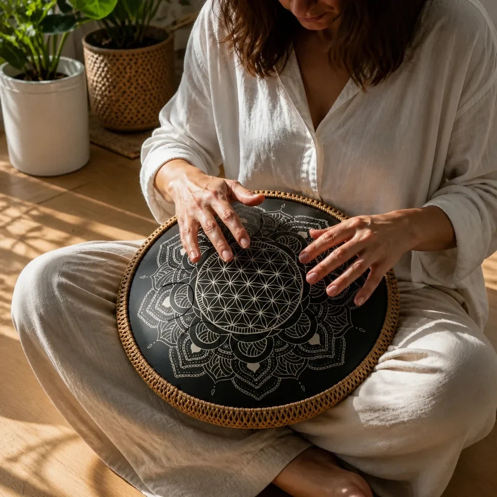 Steel Tongue Drum Enigma 8 Notes - Nitrided Steel, Mandala
