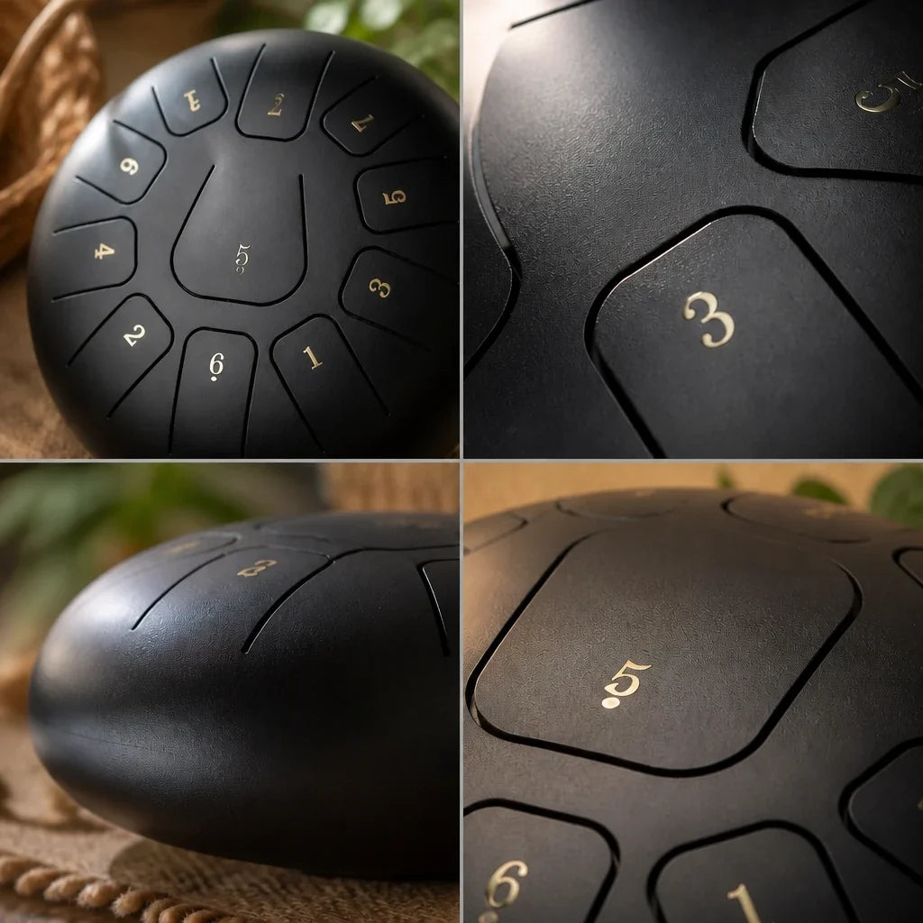 Steel Tongue Drum Lumina 11 Notes - Matt Black, Numbered