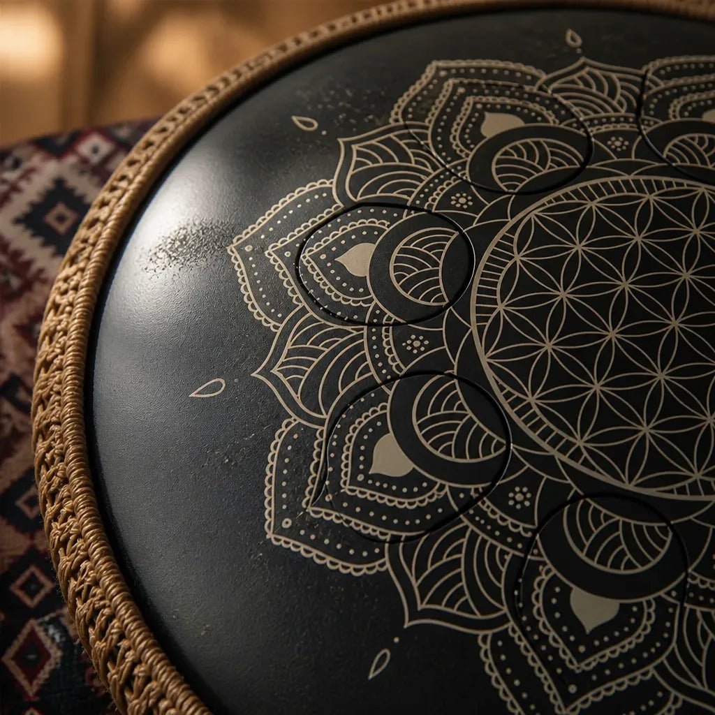Steel Tongue Drum Enigma 8 Notes - Nitrided Steel, Mandala