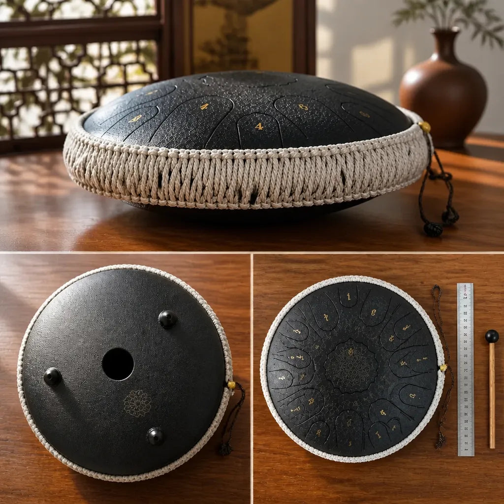 Steel Tongue Drum D Major 15 Notes - Empty Drum, 8 Colours
