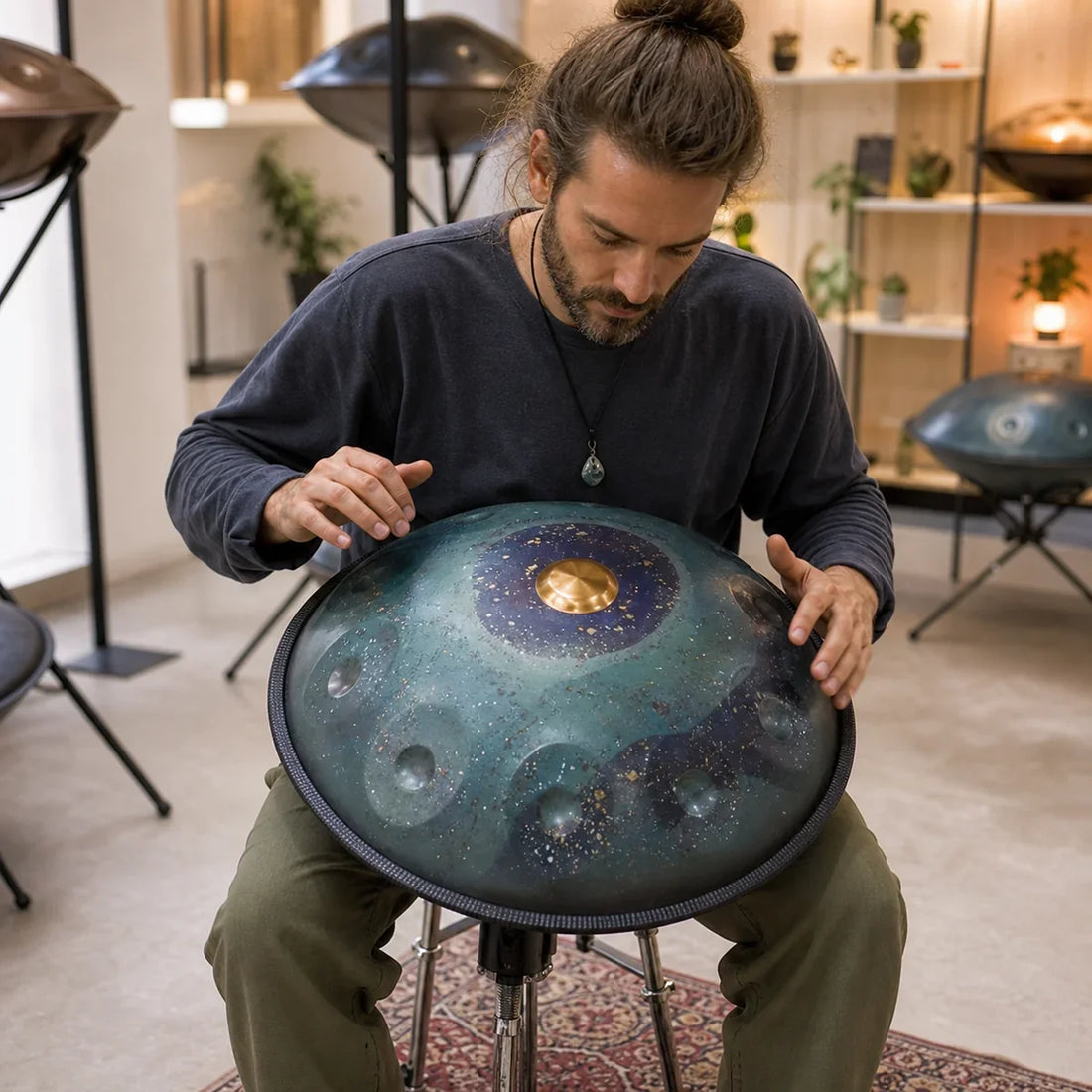 Handpan D Minor 10 Notes - Spiral or Abstract Motif