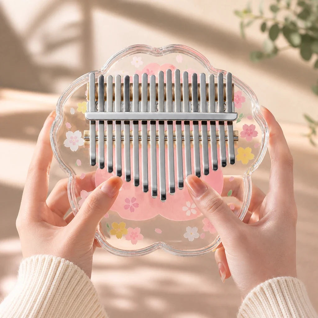 Kalimba 17 Keys - Acrylic, Flower Design