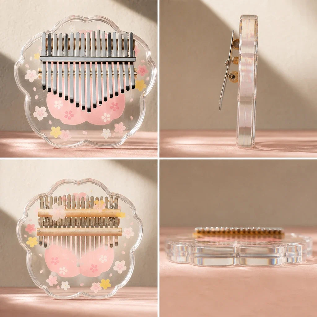 Kalimba 17 Keys - Acrylic, Flower Design