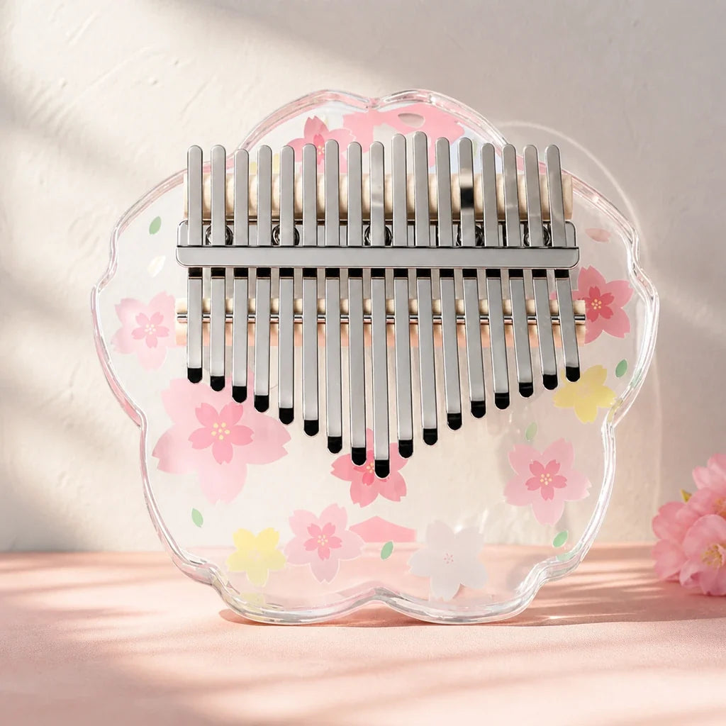 Kalimba 17 Keys - Acrylic, Flower Design