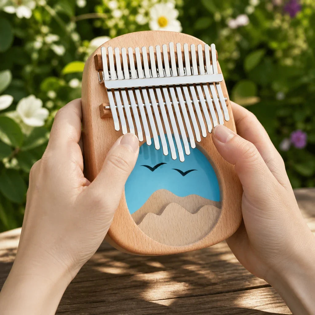 Kalimba 17 Keys - Beech and Blue Epoxy Resin