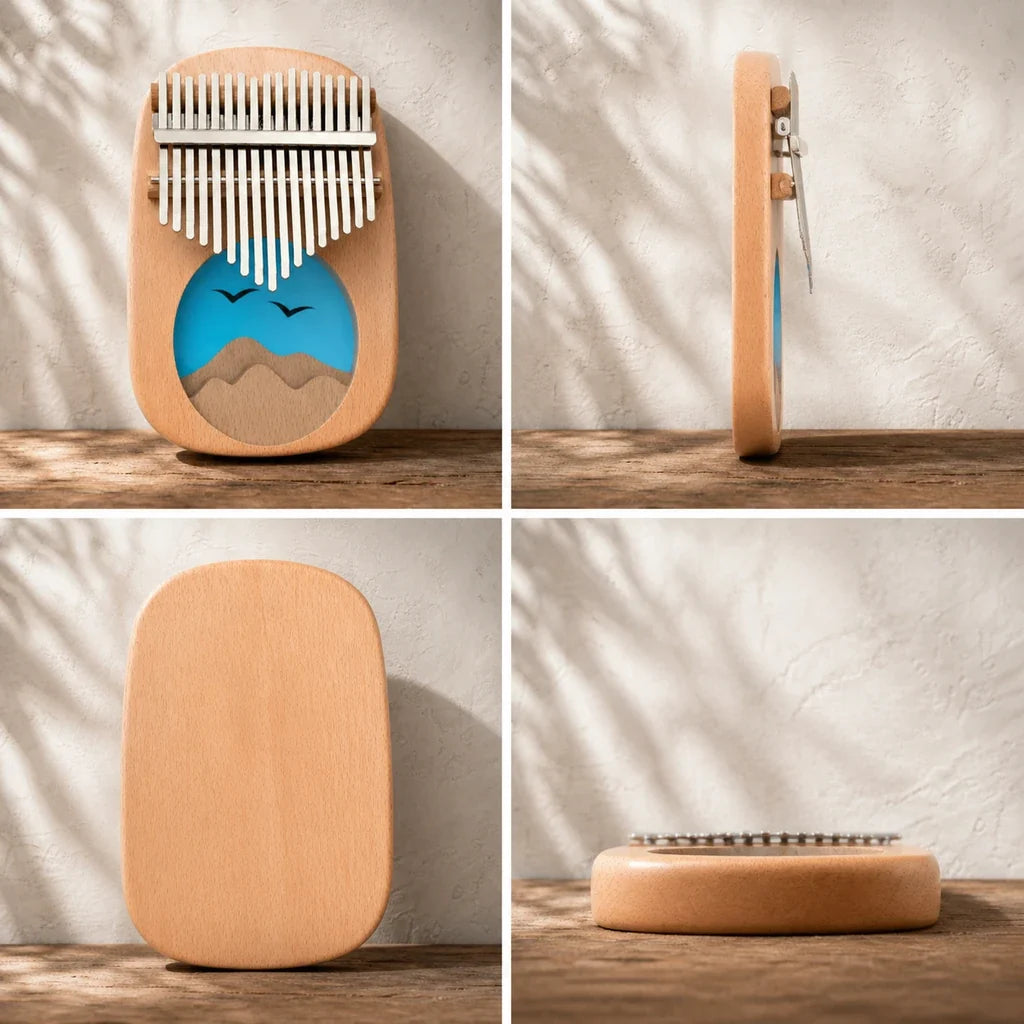Kalimba 17 Keys - Beech and Blue Epoxy Resin
