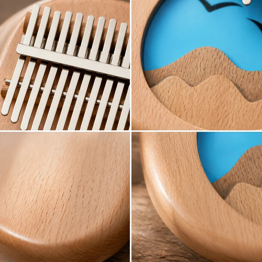 Kalimba 17 Keys - Beech and Blue Epoxy Resin
