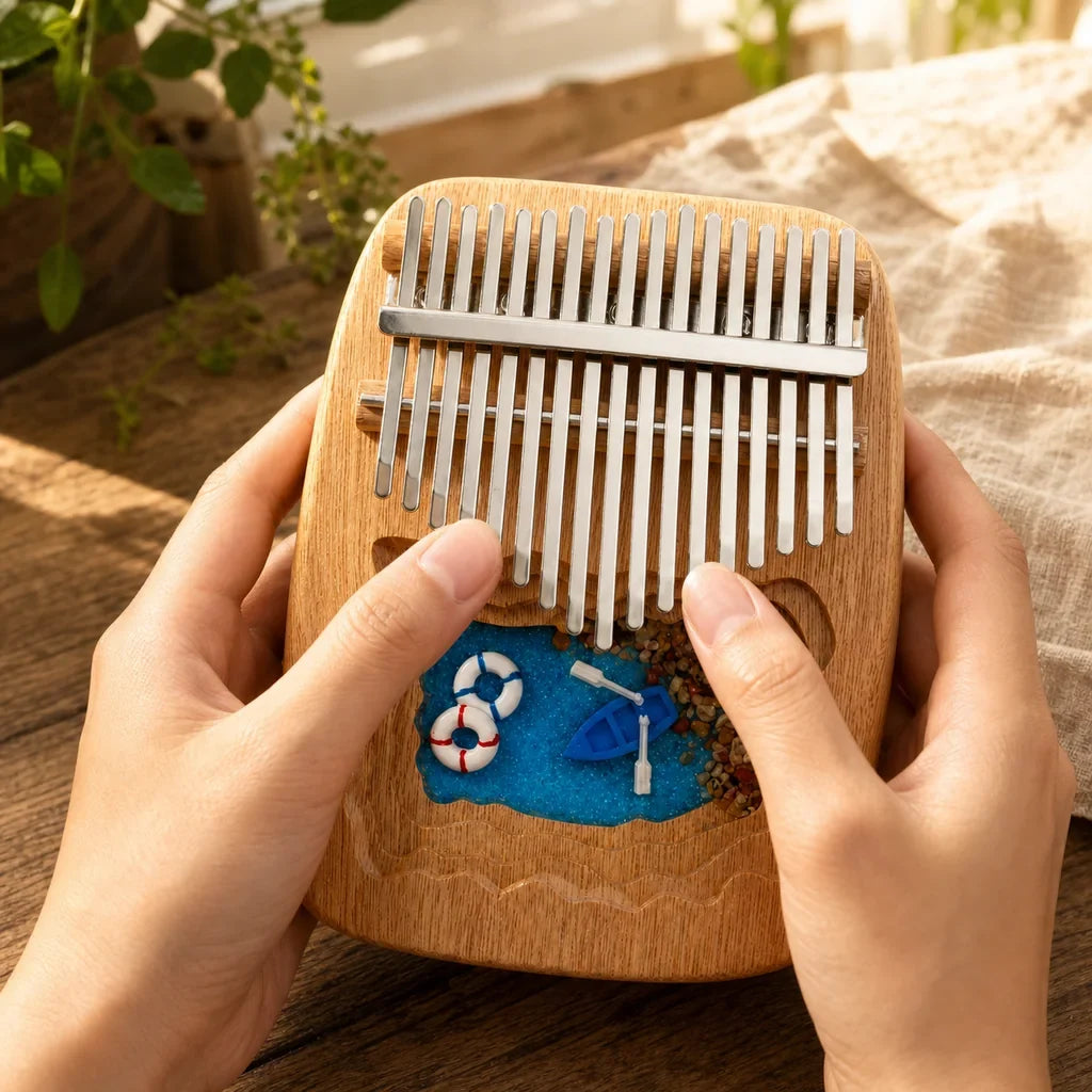 Mbira 17 Keys - Mahogany and Epoxy, 5 Motifs