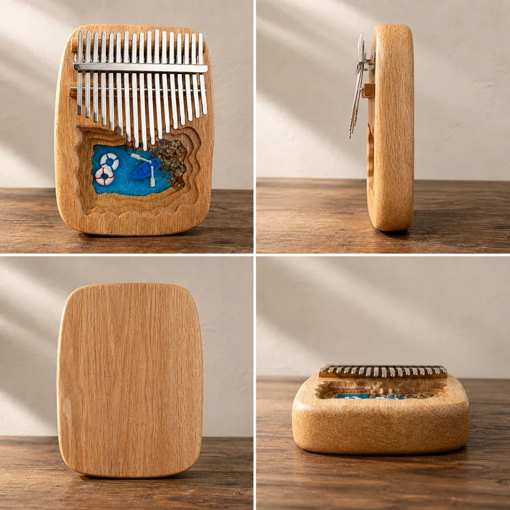 Mbira 17 Keys - Mahogany and Epoxy, 5 Motifs