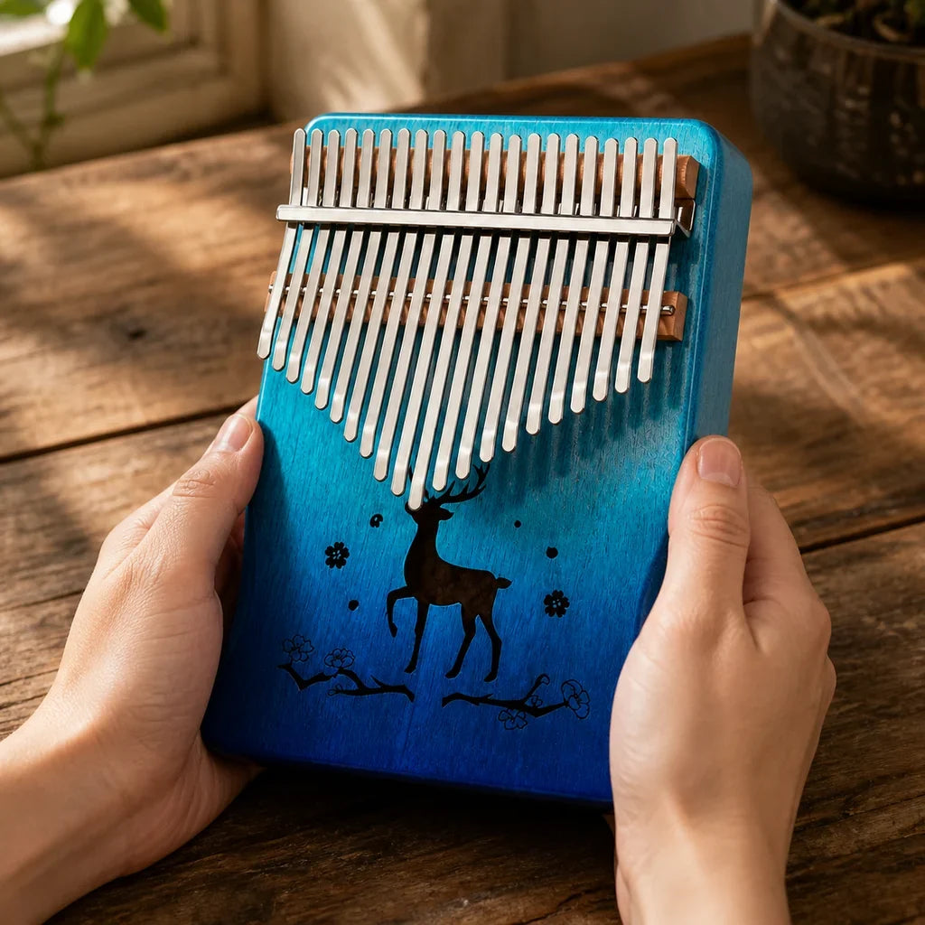 Kalimba 21 Keys - Mahogany Deluxe, Deer Motif