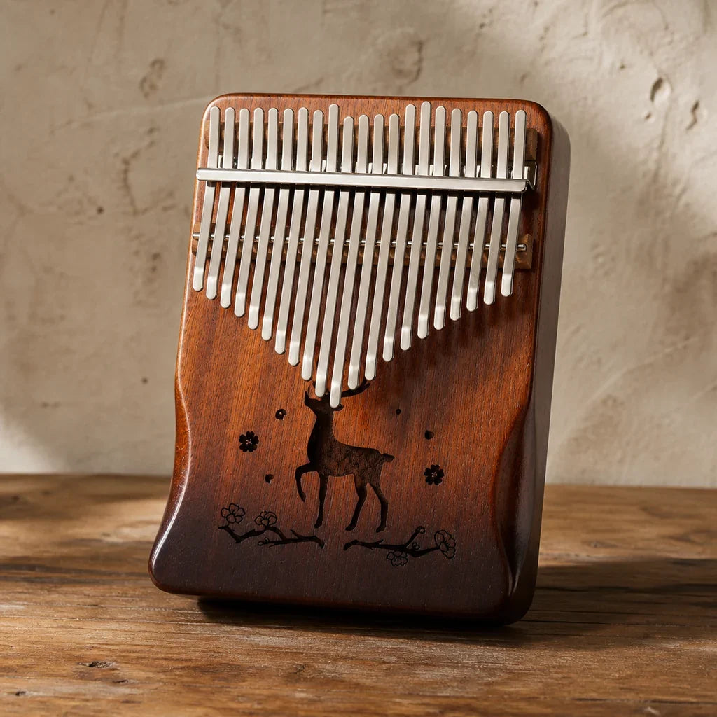 Kalimba 21 Keys - Mahogany Deluxe, Deer Motif
