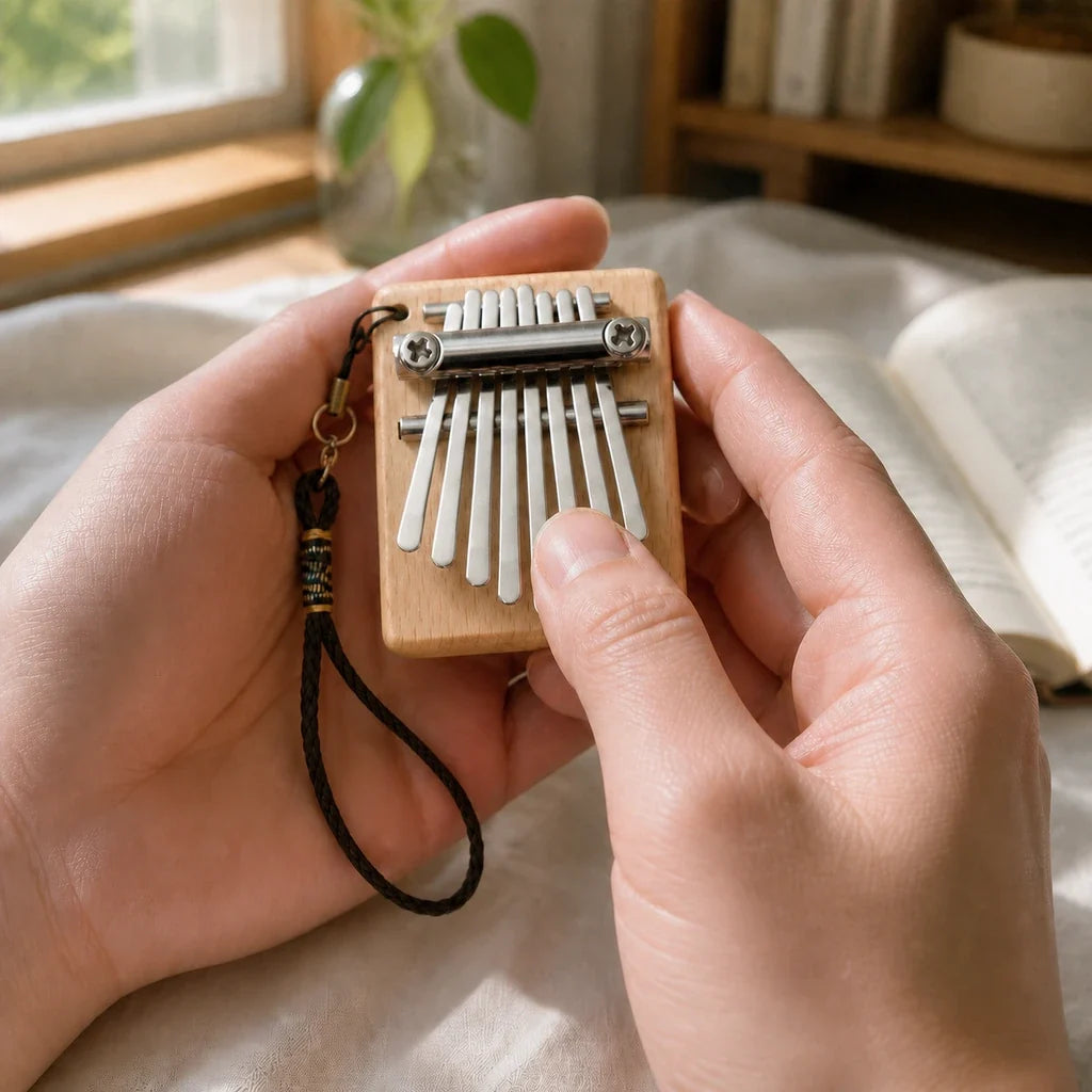 Kalimba 8 Keys - Walnut, Mini, 6 x 5 cm