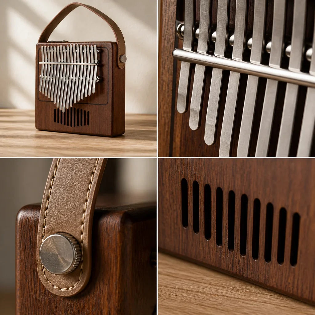 Kalimba 17 Keys - Mahogany, Sanza Style Wah-Wah