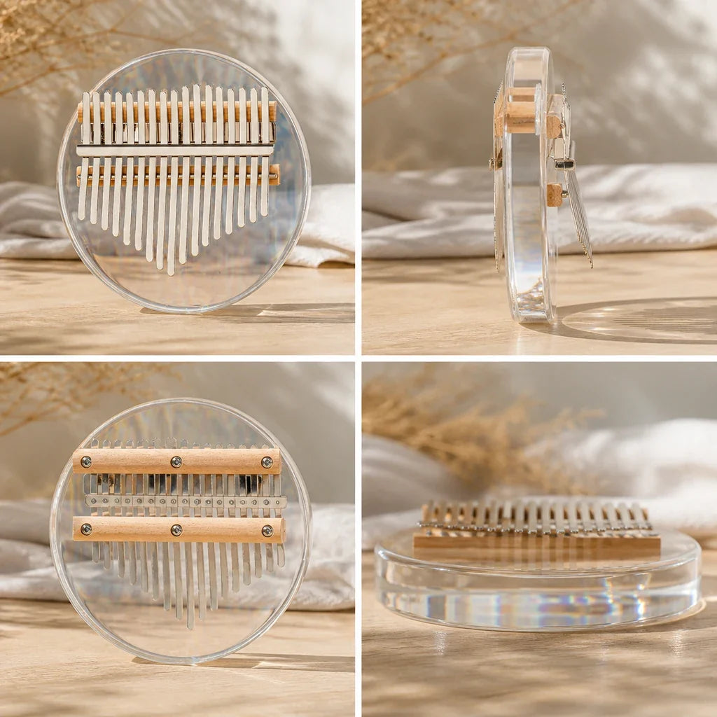 Kalimba 17 Keys - Acrylic, Round, 14 cm