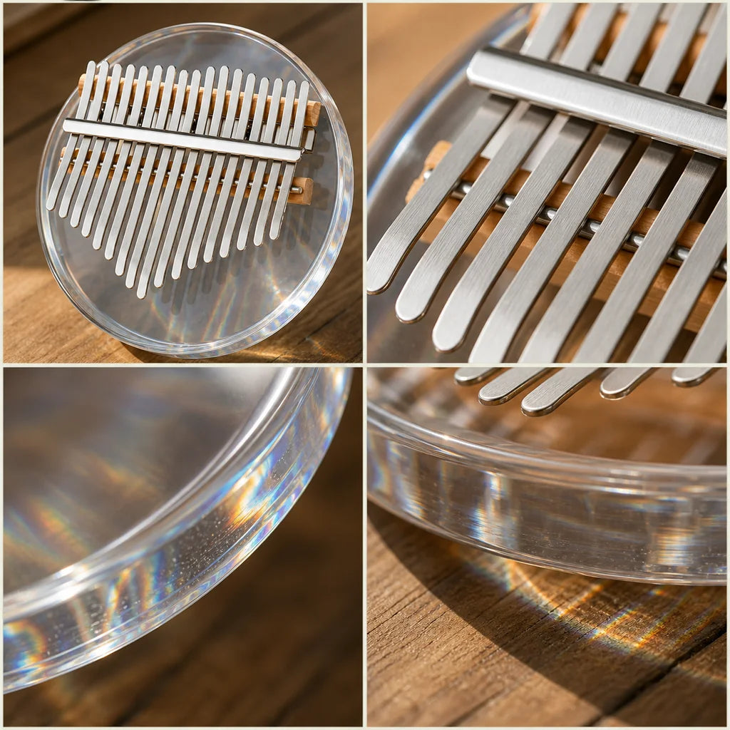 Kalimba 17 Keys - Acrylic, Round, 14 cm