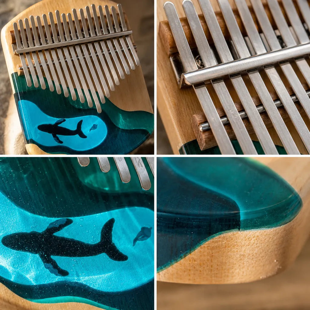 Kalimba 17 or 21 Keys - Maple and Epoxy, Ocean Design
