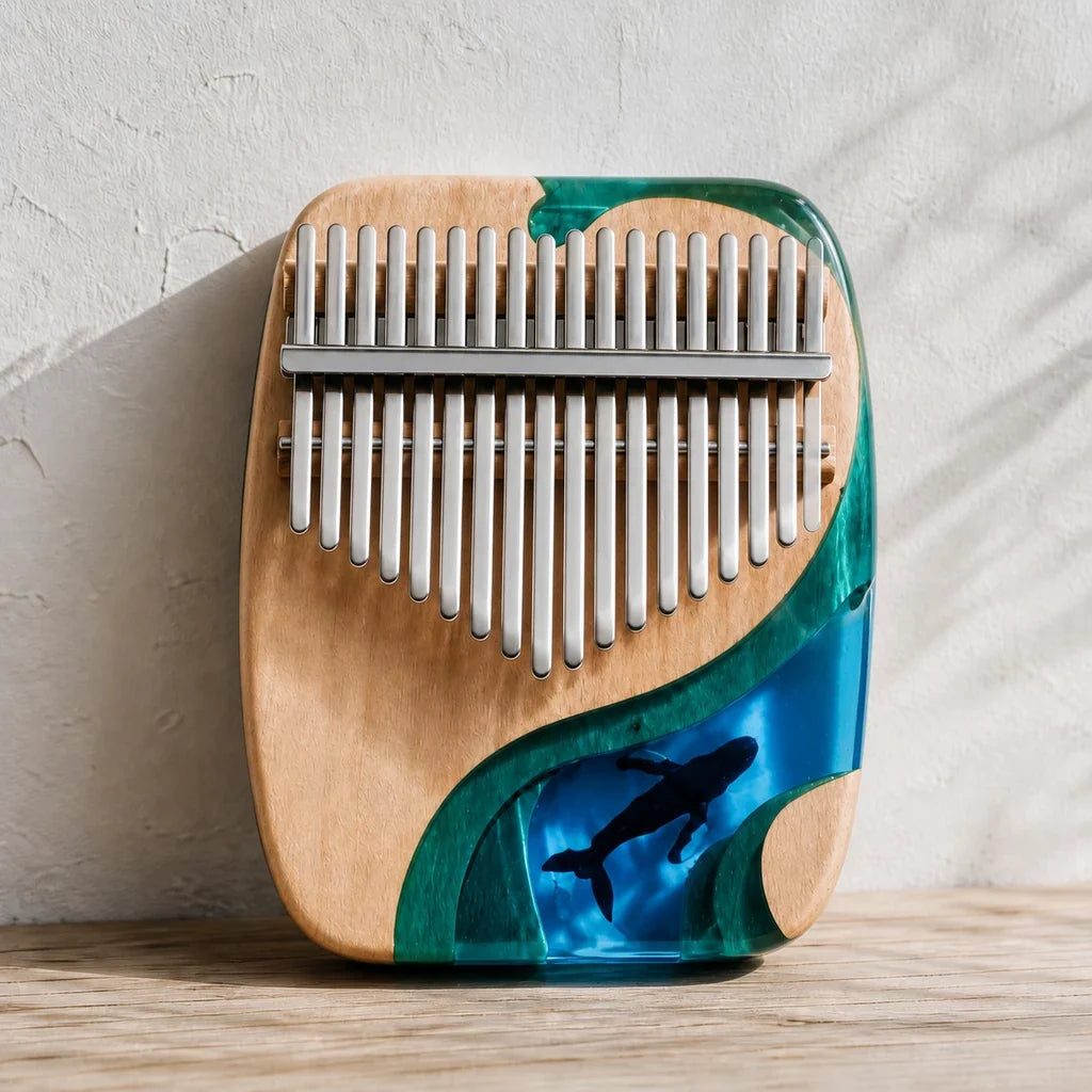 Kalimba 17 or 21 Keys - Maple and Epoxy, Ocean Design