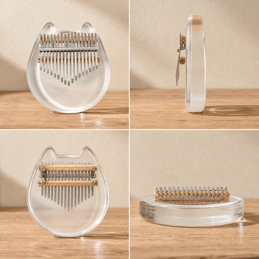 Kalimba 17 Keys - Acrylic, Cat Motif