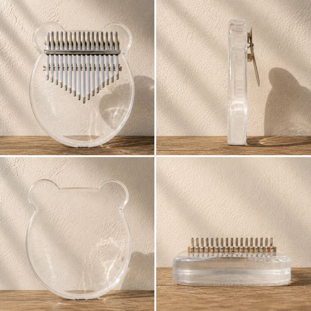 Kalimba 17 Keys - Acrylic, Translucent Bear Head