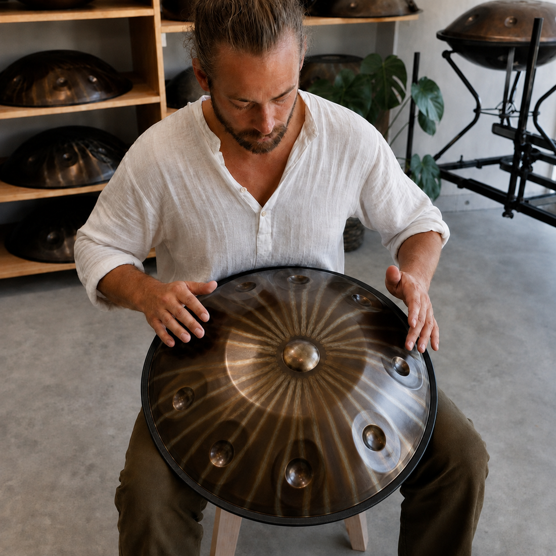 Handpan Elysium D Minor 9-12 Notes - Nitrided, Engraved