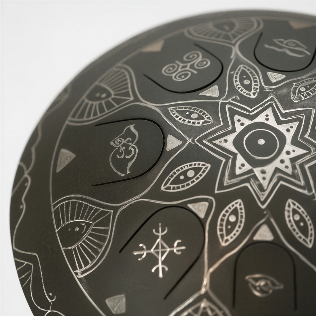Steel Tongue Drum Enigma 8 Notes - Black, Stainless Steel