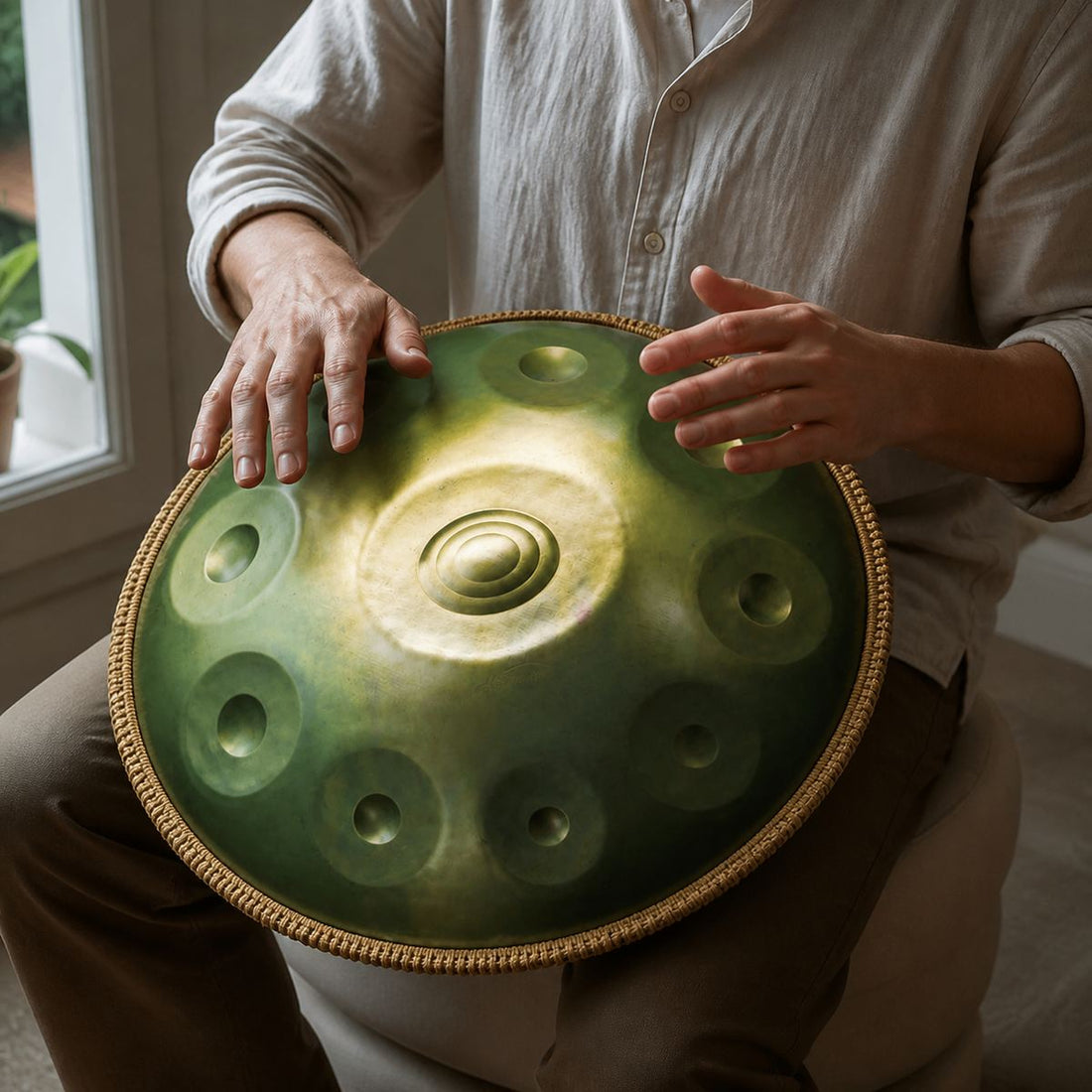 Handpan Emerald D Minor 10 Notes - Green