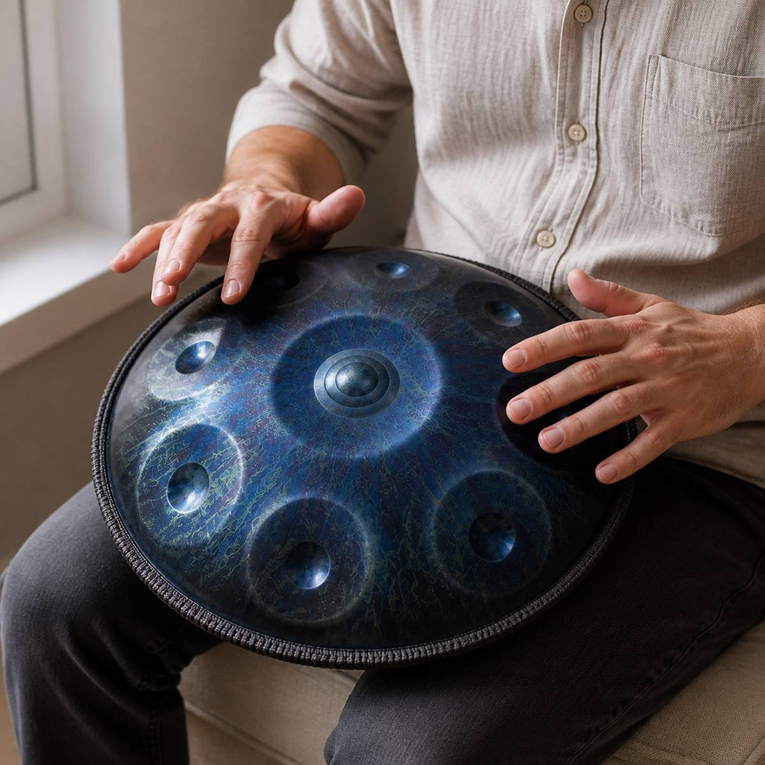 Handpan Stars D Minor 10 Notes - Blue, Hand Tuned