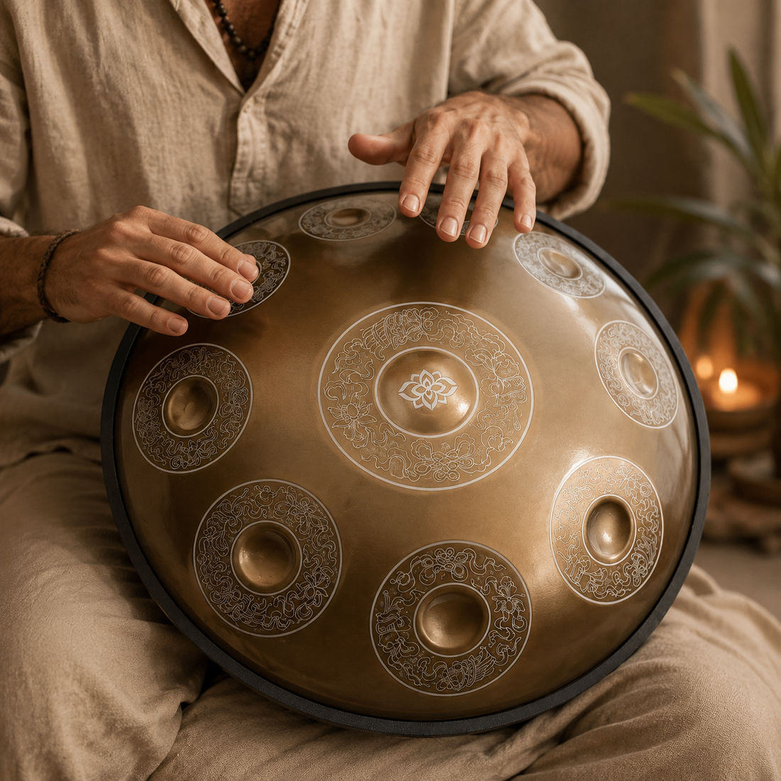 Handpan D Minor 9-12 Notes - Nitrided Steel, Blue or Gold