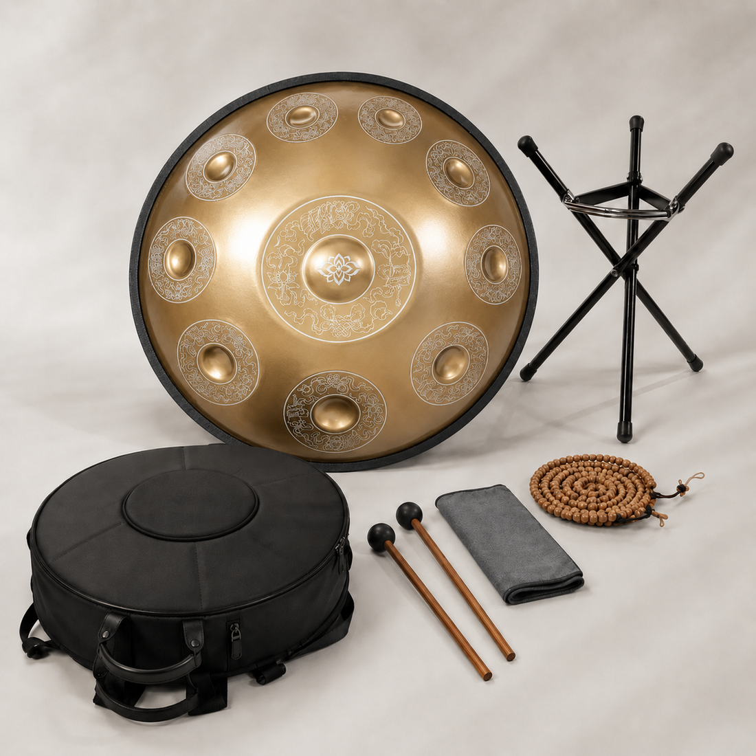 Handpan D Minor 9-12 Notes - Nitrided Steel, Blue or Gold