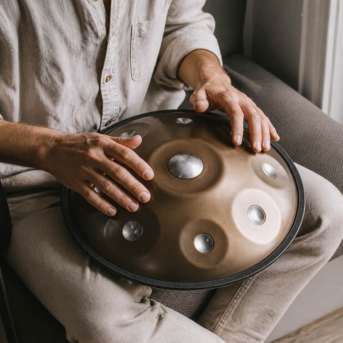 Mini Handpan G Minor 9 Notes - 45 cm, Hand Tuned