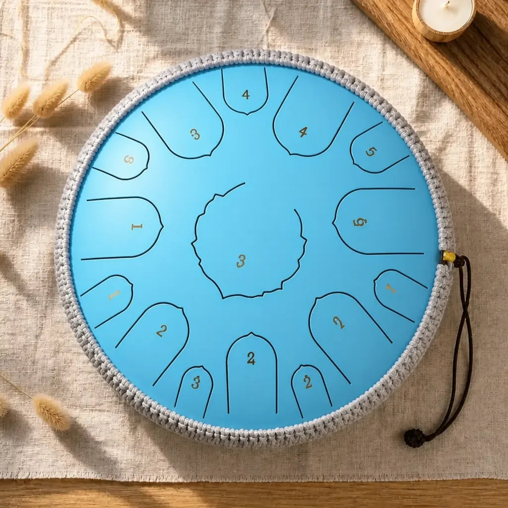 Steel Tongue Drum D Major 15 Notes - Empty Drum, 8 Colours