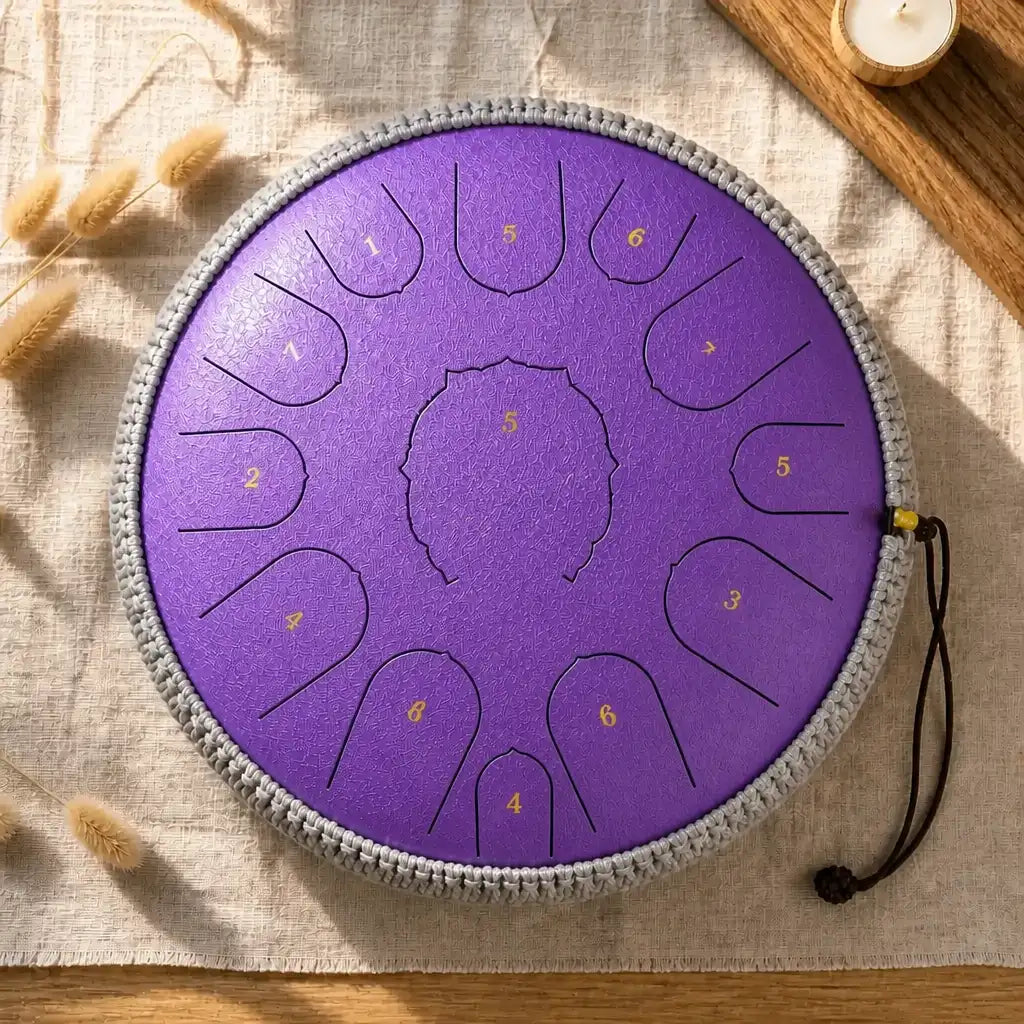 Steel Tongue Drum D Major 15 Notes - Empty Drum, 8 Colours