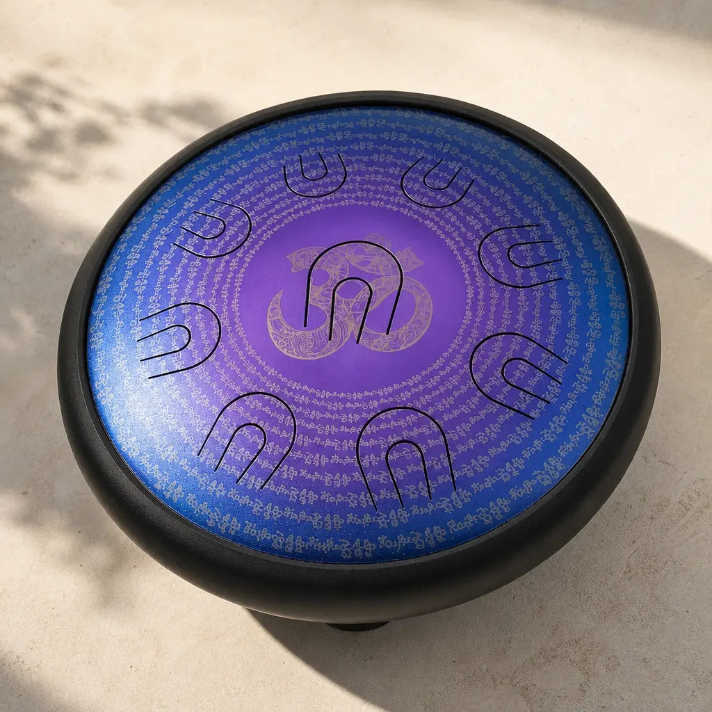 Steel Tongue Drum D Minor 9-11 Notes - Iridescent Stainless Steel