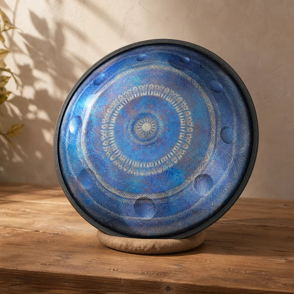 Handpan Kurd D Minor 10 Notes - Engraved, Light Blue