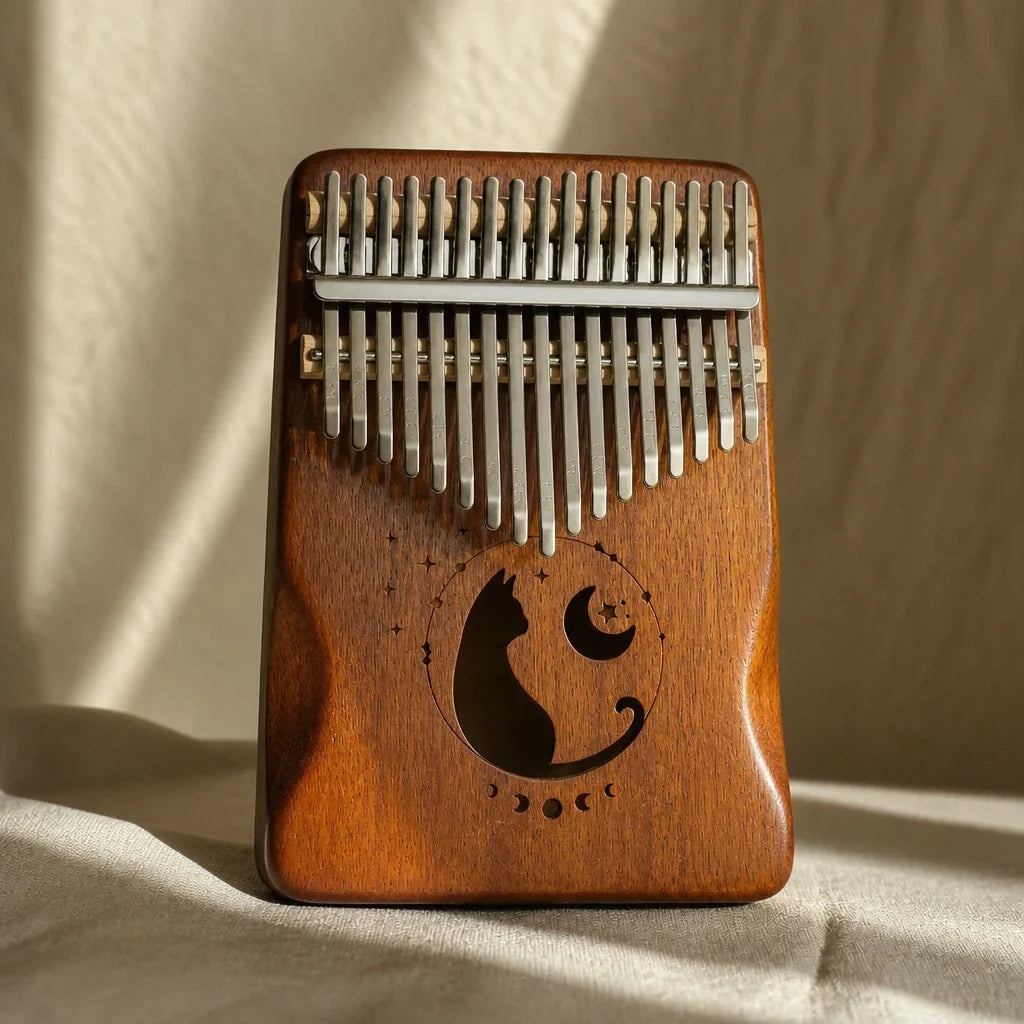Kalimba 17 Keys - Solid Mahogany, Metal Tines