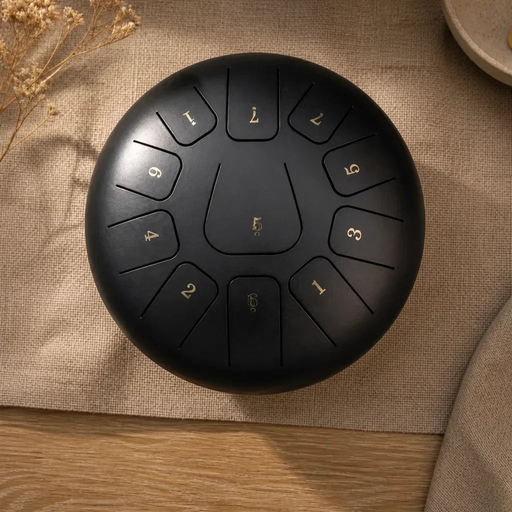 Steel Tongue Drum Lumina 11 Notes - Matt Black, Numbered