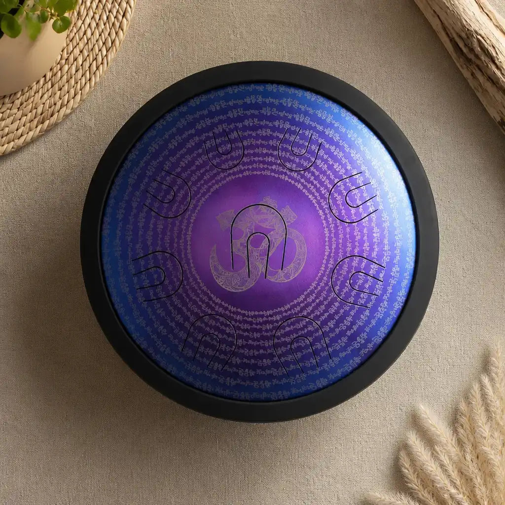 Steel Tongue Drum D Minor 9-11 Notes - Iridescent Stainless Steel