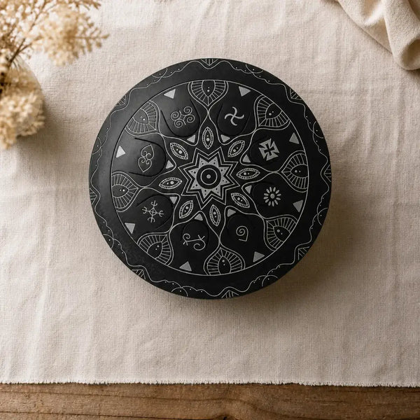 Steel Tongue Drum Enigma 8 Notes - Black, Stainless Steel
