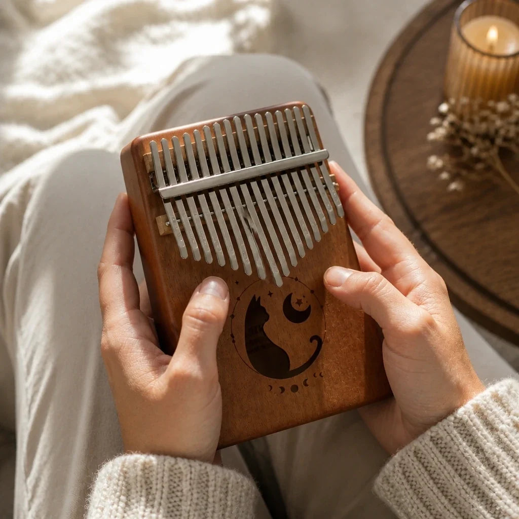 Kalimba 17 Keys - Solid Mahogany, Metal Tines