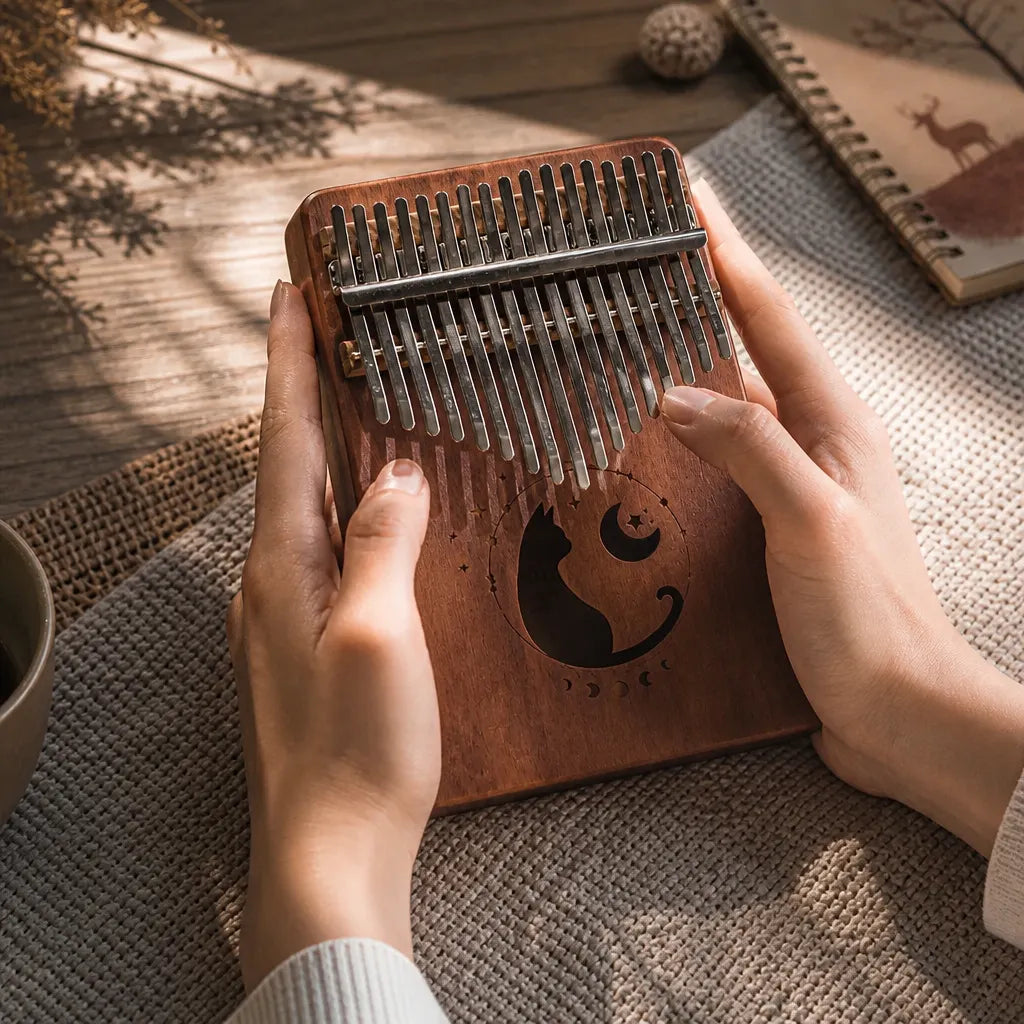 Kalimba 17 Keys - Solid Mahogany, Metal Tines