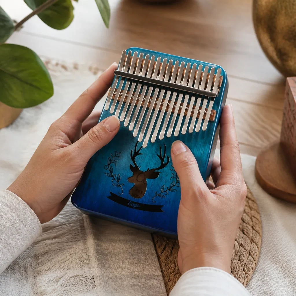Kalimba 17 Keys - Mahogany, Reindeer Design