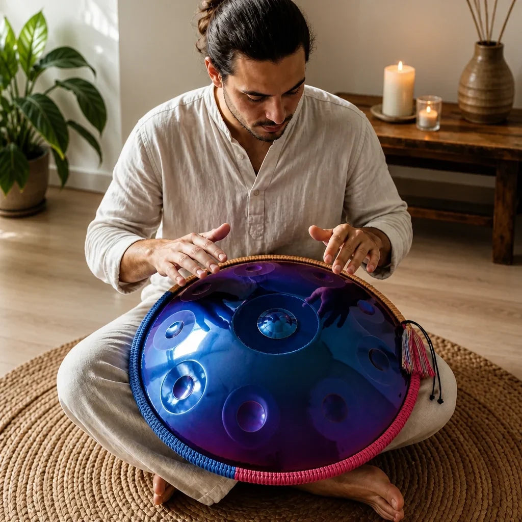 Handpan Kurd D Minor 10 Notes - Premium, Blue Violet