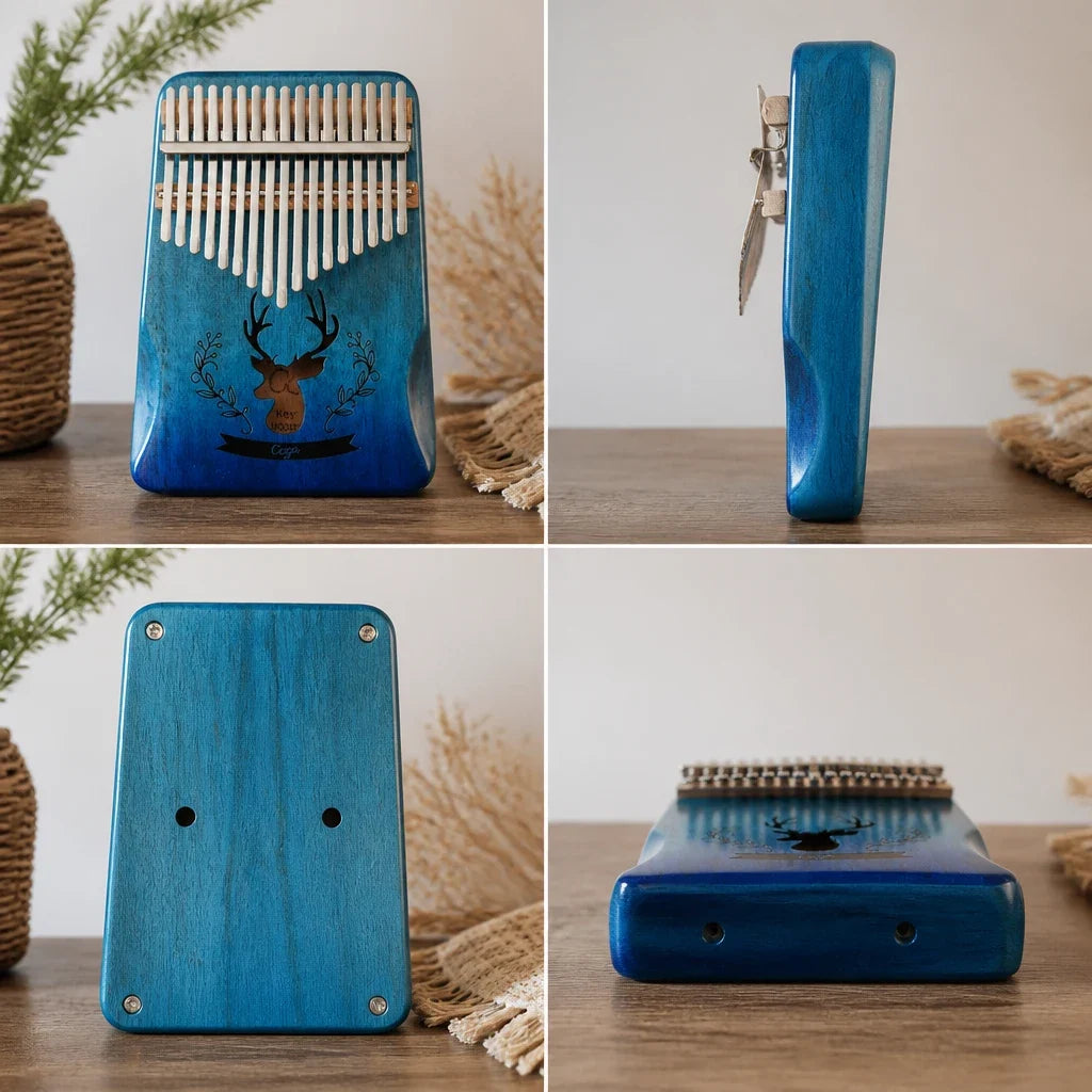 Kalimba 17 Keys - Mahogany, Reindeer Design