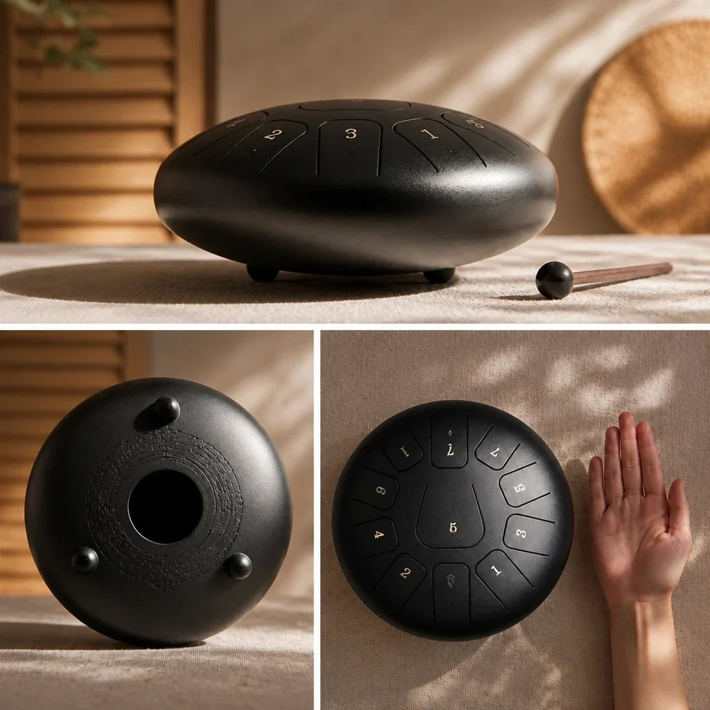Steel Tongue Drum Lumina 11 Notes - Matt Black, Numbered