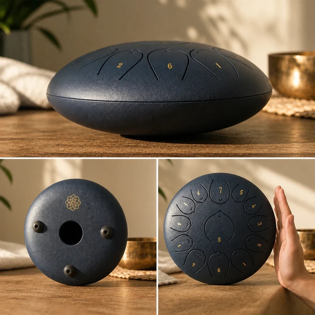 Steel Tongue Drum F Major 11 Notes 440 Hz - Titanium Finish